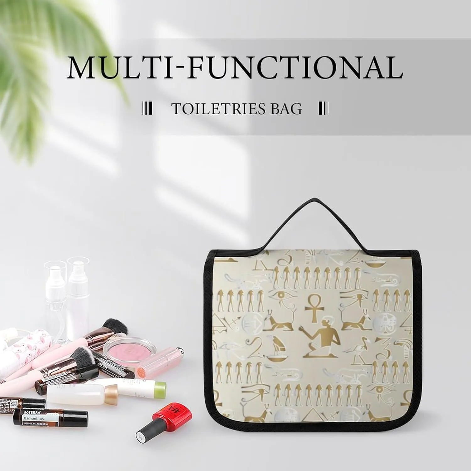 Travel Toiletry Bag for Women, Large Makeup Cosmetic Bags Compatible with Egyptian Pyramids, Hanging Toiletry Bag for Bathroom, with Hanging Hook for Travel Business Trips and Camping