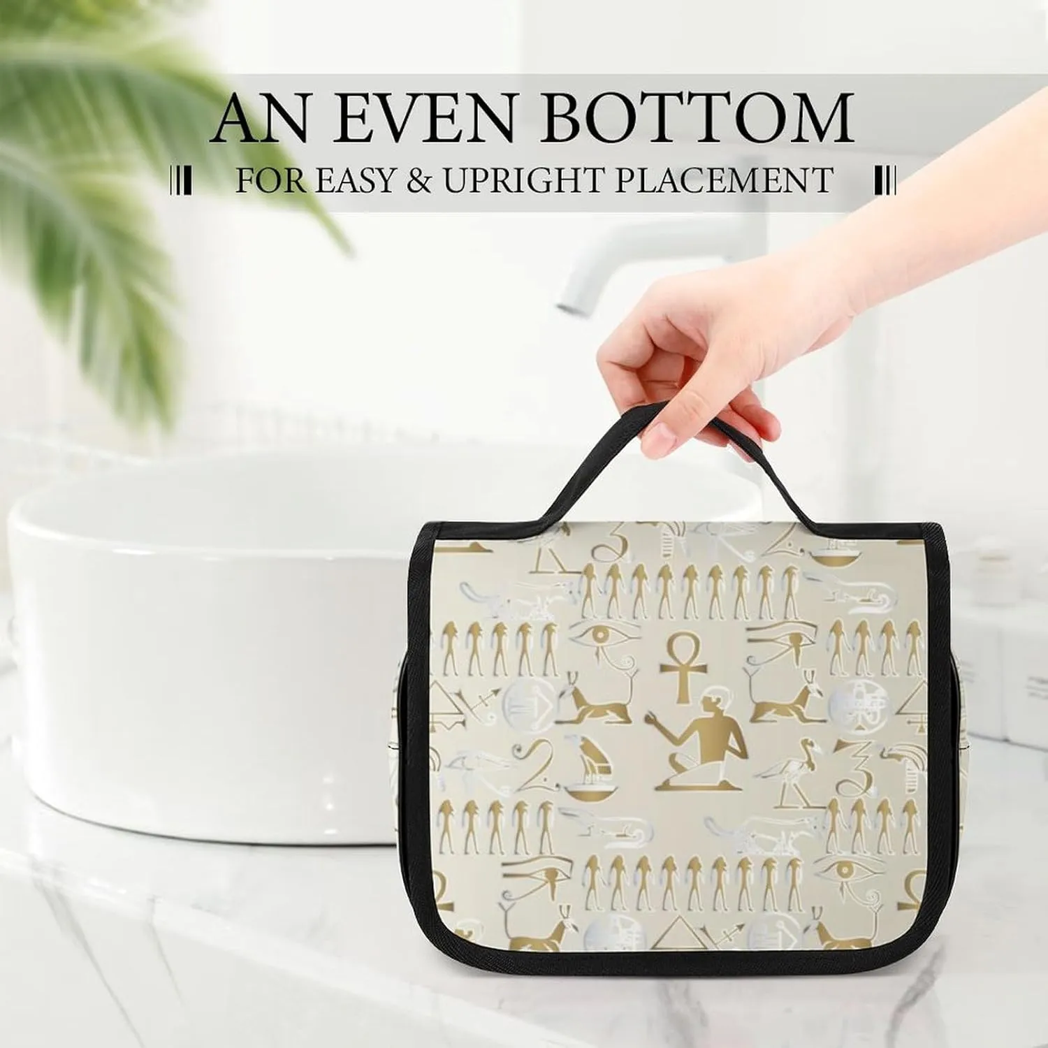 Travel Toiletry Bag for Women, Large Makeup Cosmetic Bags Compatible with Egyptian Pyramids, Hanging Toiletry Bag for Bathroom, with Hanging Hook for Travel Business Trips and Camping