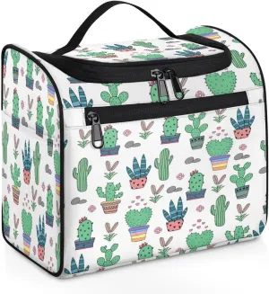 Travel Toiletry Bag for Women, Tropical Cactus Cacti Hanging Toiletry Bag Cosmetic Makeup Bag Travel Organizer for Accessories Toiletries
