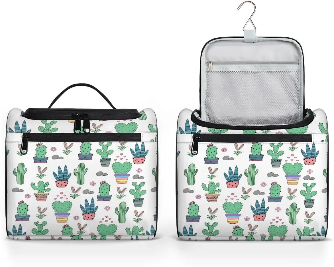 Travel Toiletry Bag for Women, Tropical Cactus Cacti Hanging Toiletry Bag Cosmetic Makeup Bag Travel Organizer for Accessories Toiletries