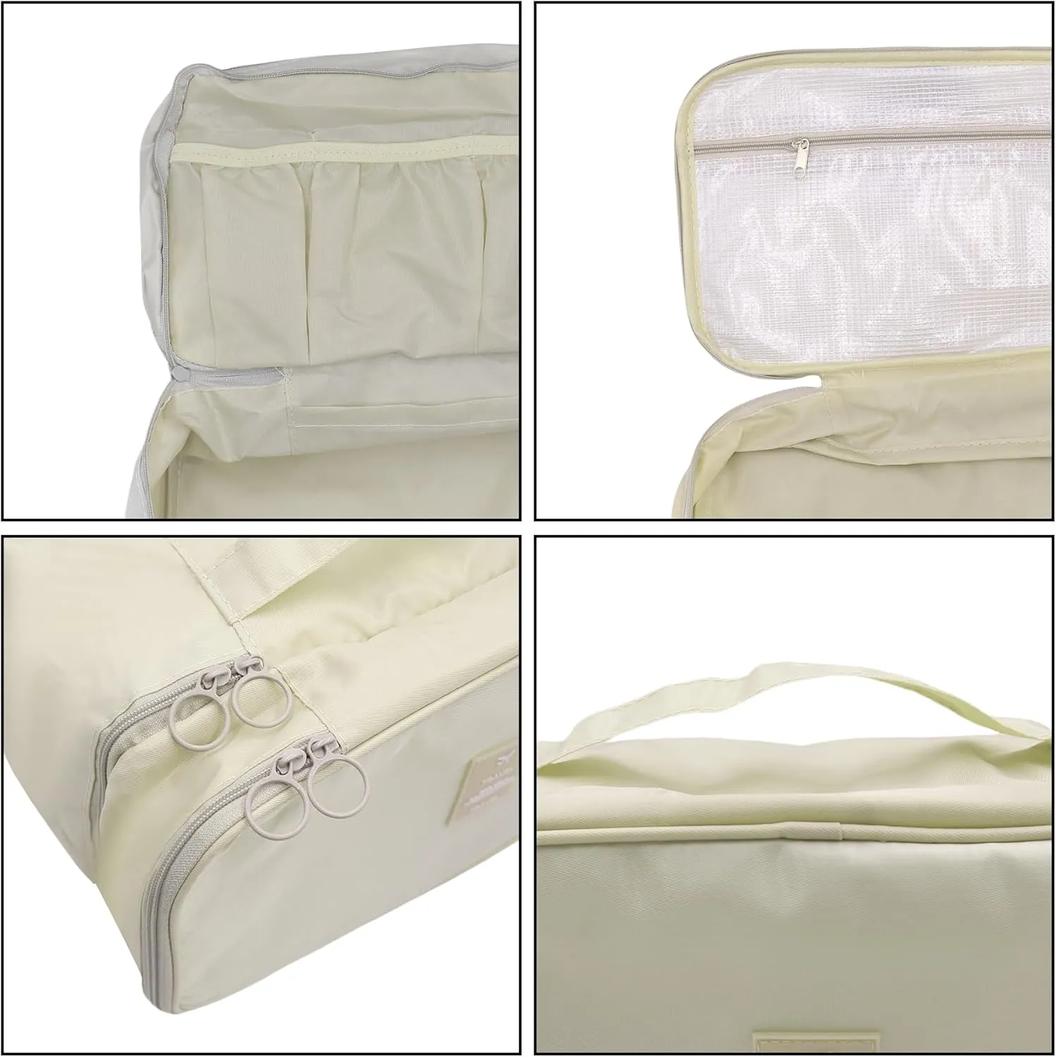 Travel Underwear Organizer Bag Lightweight Double Layer Large Capacity Pack Cube Lingerie Socks Cosmetic Bag,Beige 8#