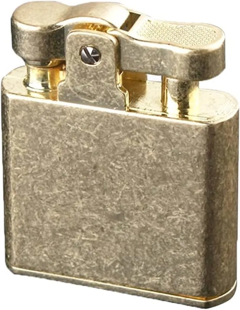 Trench Kerosene lighters, Push-to-Start, Refill with Fuel, Open Flame, Vintage Wheel Lighter, Suitable for Campfires, Gift (Fuel not Included)(Brass)