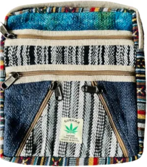 Trendy Unisex Hemp Crossbody Hippie Patchwork Shoulder 6 Pockets, Passport Documents Backpack - Handmade In Mt. Everest Country Nepal