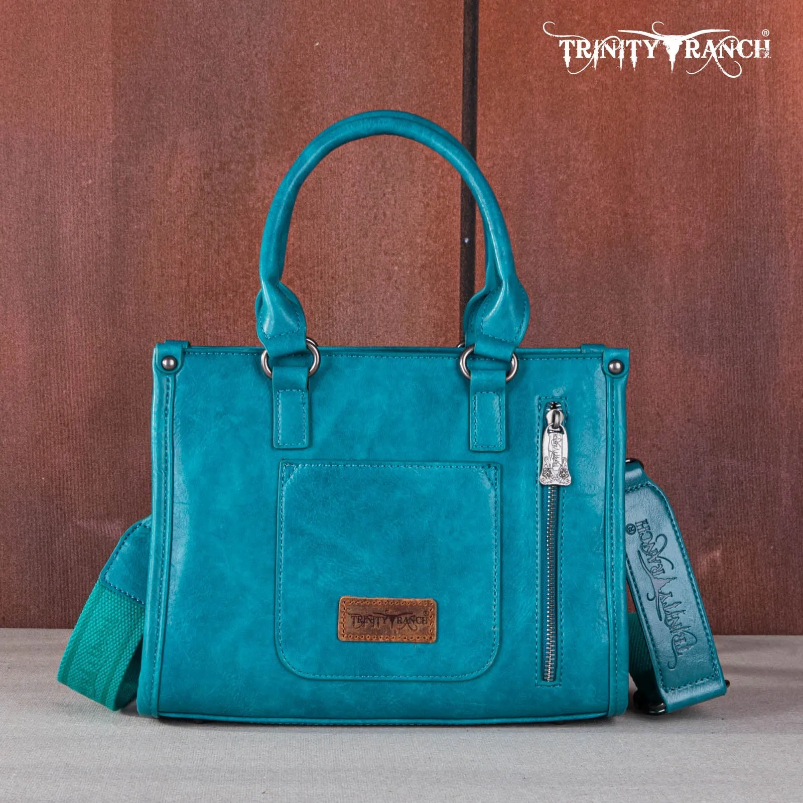 Trinity Ranch Western Cowgirl Purse Floral Crossbody Tote Turquoise