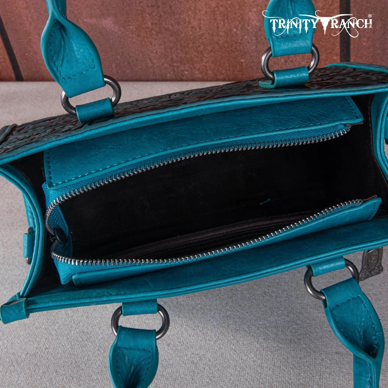 Trinity Ranch Western Cowgirl Purse Floral Crossbody Tote Turquoise