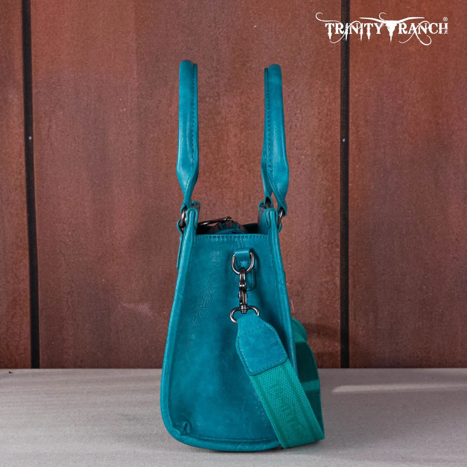 Trinity Ranch Western Cowgirl Purse Floral Crossbody Tote Turquoise