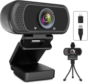 USB C Webcam for PC: 1080P HD Web Cam with Mic,Computer Camera with Privacy Cover & Tripod Stand for MAC Desktop Laptop, Wide Angle Webcam Pro Streaming Web Camera for Skype/Teams/Webex