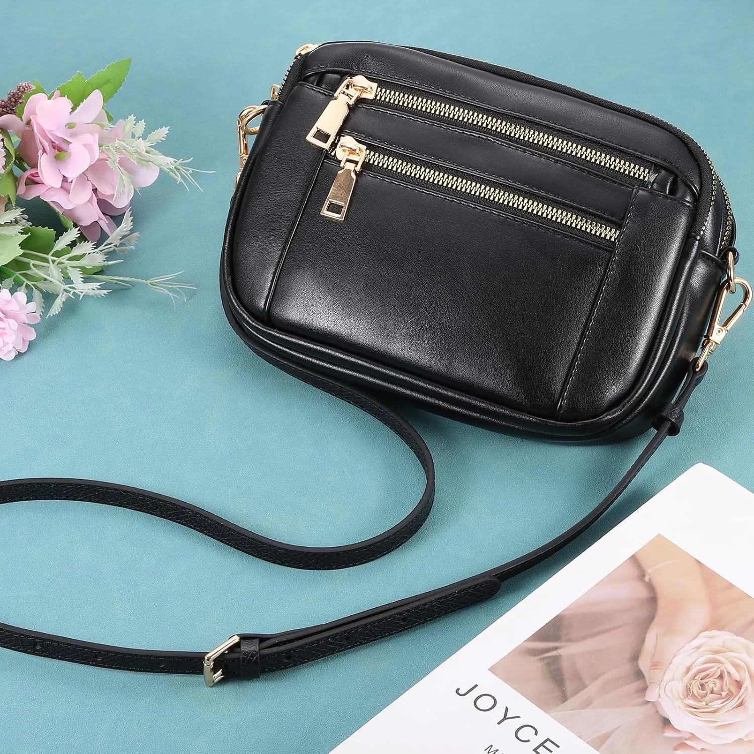 uxcell Genuine Leather Bag Strap Replacement Adjustable Crossbody Bag Straps, 37.4-45.3 Inch Purse Strap for Shoulder Bag Handbag Purse, Forest Green, Gold Buckle