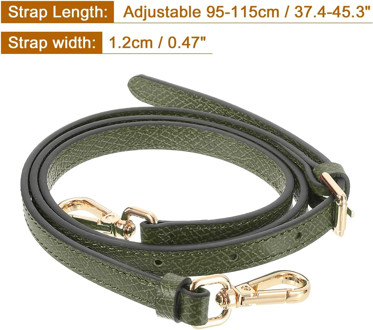uxcell Genuine Leather Bag Strap Replacement Adjustable Crossbody Bag Straps, 37.4-45.3 Inch Purse Strap for Shoulder Bag Handbag Purse, Forest Green, Gold Buckle