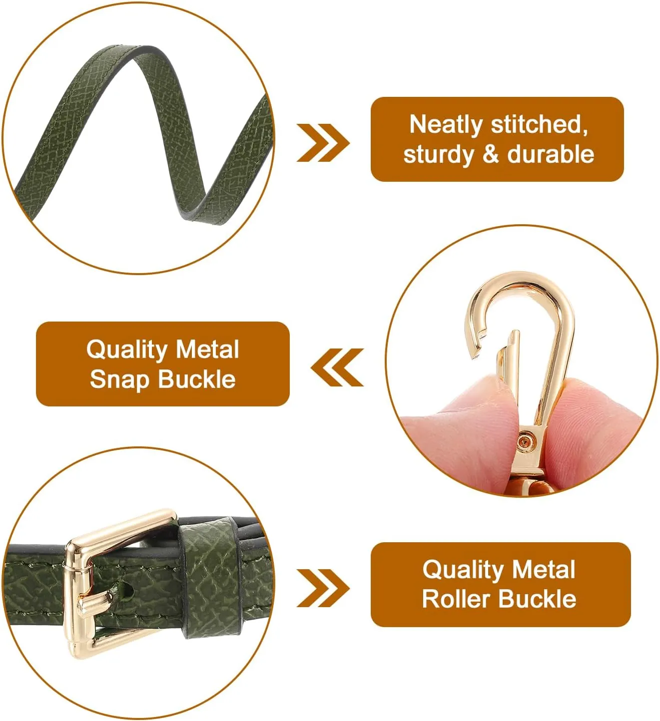 uxcell Genuine Leather Bag Strap Replacement Adjustable Crossbody Bag Straps, 37.4-45.3 Inch Purse Strap for Shoulder Bag Handbag Purse, Forest Green, Gold Buckle