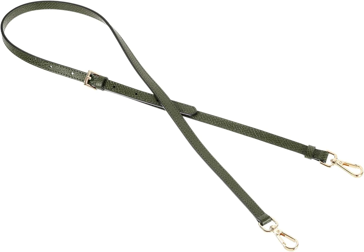 uxcell Genuine Leather Bag Strap Replacement Adjustable Crossbody Bag Straps, 37.4-45.3 Inch Purse Strap for Shoulder Bag Handbag Purse, Forest Green, Gold Buckle