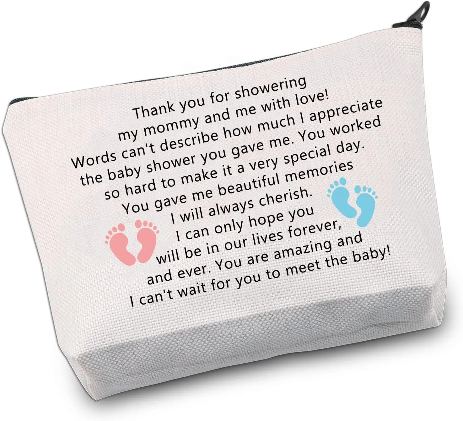 VAMSII Baby Shower Hostess Gift Thank You Babyshower Host Gifts Cosmetic Makeup Bag for Women Baby Shower Hostess Appreciation Gifts (showering bag)