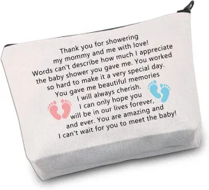 VAMSII Baby Shower Hostess Gift Thank You Babyshower Host Gifts Cosmetic Makeup Bag for Women Baby Shower Hostess Appreciation Gifts (showering bag)