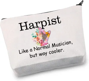 VAMSII Harp Makeup Bag Harp Player Gifts Harpist Music Gifts Travel Zipper Cosmetic Pouch for Harp Lover Gifts (mbag)