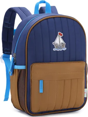 VASCHY Kids Backpack for Boys, Lightweight Quilted Color-blocked Bookbag Preschool Backpack for Kindergarten Children Navy Brown