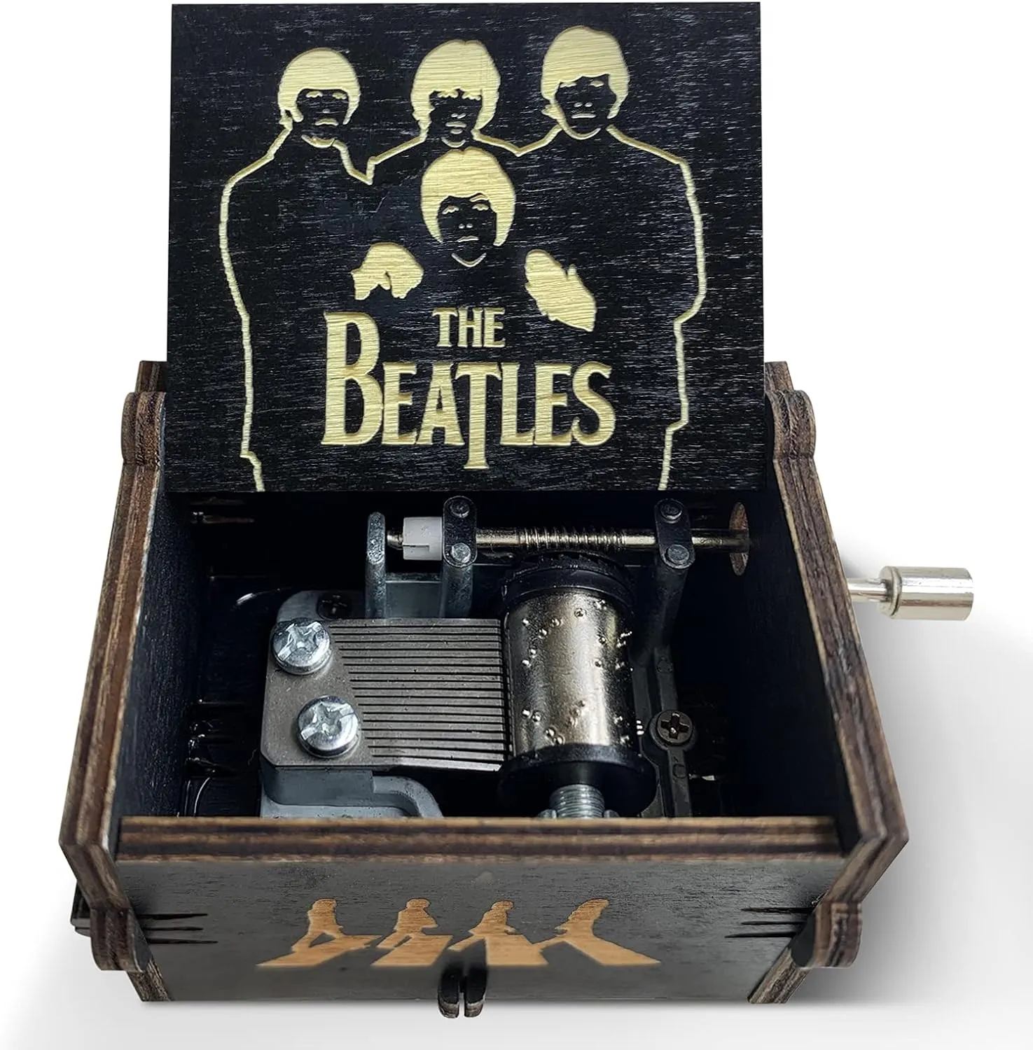 veratwo The Beatles Gifts-Hand Crank Engraved Vintage Wooden Music Box,The Beatles Fans Favorite Collection Gift for Friends and Family Birthday/Christmas/Valentine's Day