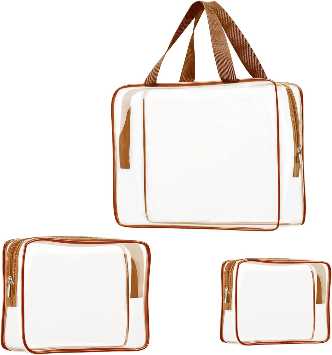 vidsel 3pcs Crystal Clear Toiletry Bag, TSA Approved Travel Bag PVC Bag, Travel Beach Essentials Accessories Cosmetic Makeup Bags Set Carry on Airport Airline Compliant Bag Luggage Pouch Women