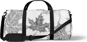 Vintage Abstract Autumn Maple Leaf Black and White Pattern Sports Bag Tote Bag Waterproof Gym Bag with Shoulder Strap Zipper 2 Side Pockets for Men and Women, Travel and Storage Shoulder Bag.