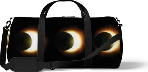 Vintage Abstract Black Solar and Lunar Eclipses Sports Bag Tote Bag Waterproof Gym Bag with Shoulder Strap Zipper 2 Side Pockets for Men and Women, Travel and Storage Shoulder Bag.