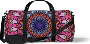 Vintage Abstract Colorful Ornamental Floral Sports Bag Tote Bag Waterproof Gym Bag with Shoulder Strap Zipper 2 Side Pockets for Men and Women, Travel and Storage Shoulder Bag.
