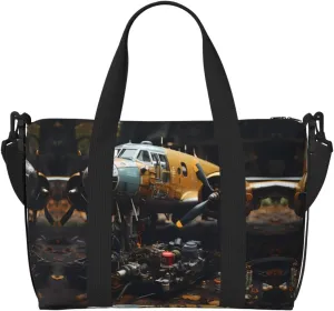 Vintage Aircraft Machinery Crossbody handbag, travel casual handbag, suitable for work, travel, fitness, tourism, women's zipper storage bag,