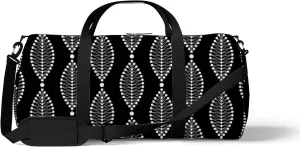 Vintage Black and White Dotted Garlands Pattern Sports Bag Tote Bag Waterproof Gym Bag with Shoulder Strap Zipper 2 Side Pockets for Men and Women, Travel and Storage Shoulder Bag.