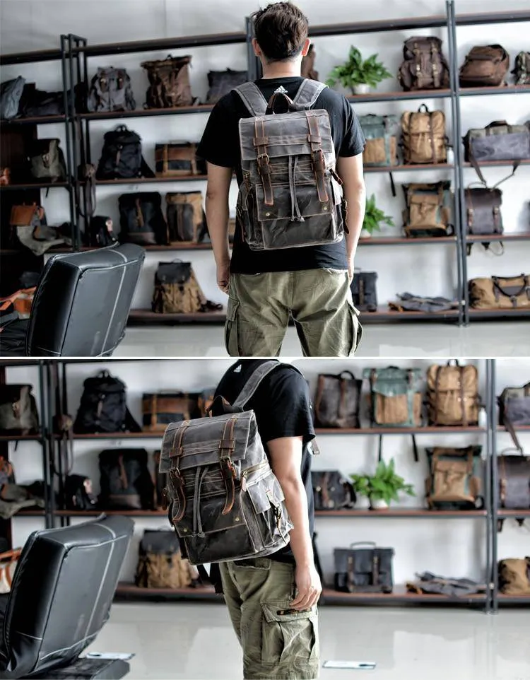 Vintage Brown Leather Casual Backpack 20 to 35 Litre for Men