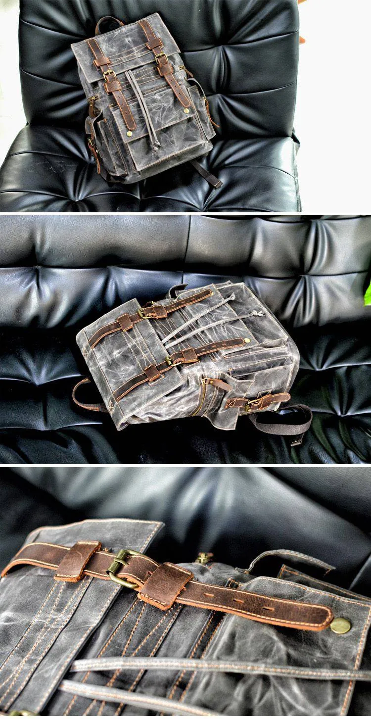 Vintage Brown Leather Casual Backpack 20 to 35 Litre for Men