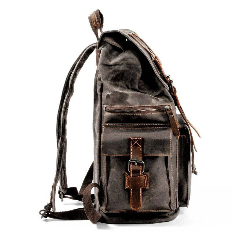 Vintage Brown Leather Casual Backpack 20 to 35 Litre for Men