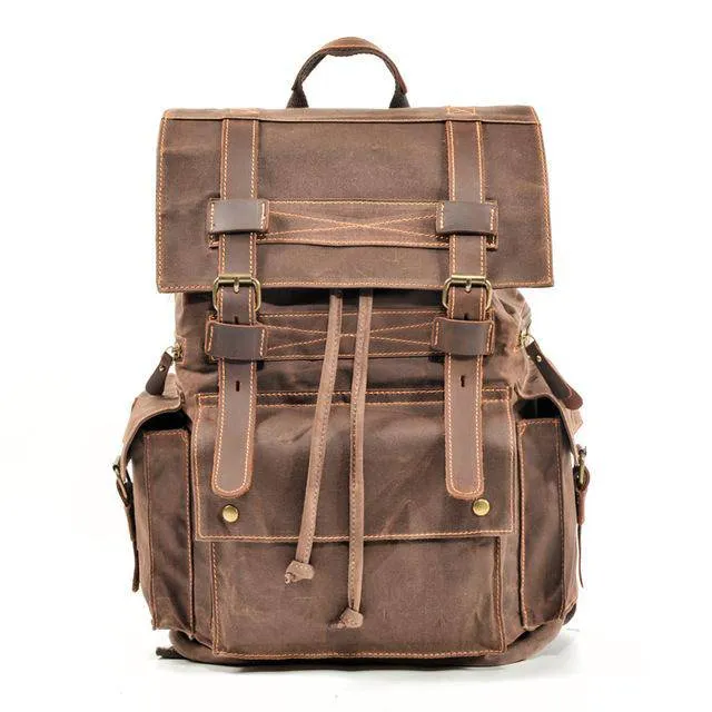 Vintage Brown Leather Casual Backpack 20 to 35 Litre for Men