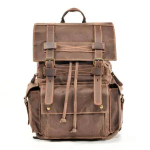 Vintage Brown Leather Casual Backpack 20 to 35 Litre for Men