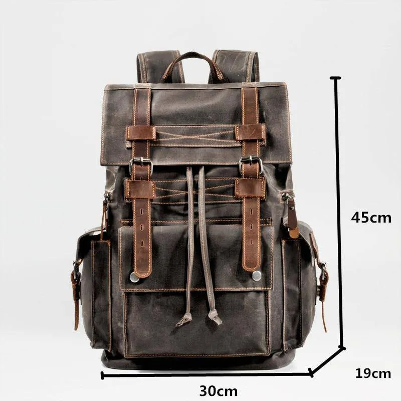 Vintage Brown Leather Casual Backpack 20 to 35 Litre for Men