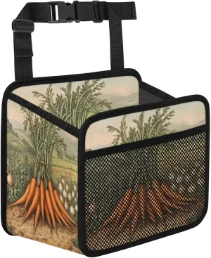 Vintage Carrots Onion Car Backseat Organizer PU Leather Field Truck Back Seat Trash Bag Universal Hanging Storage Box Travel Accessories Foldable