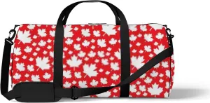 Vintage Cute Abstract Falling Red Maple Leaves Sports Bag Tote Bag Waterproof Gym Bag with Shoulder Strap Zipper 2 Side Pockets for Men and Women, Travel and Storage Shoulder Bag.