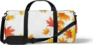 Vintage Cute Romantic Red Orange Gold Autumn Maple Leaves Sports Bag Tote Bag Waterproof Gym Bag with Shoulder Strap Zipper 2 Side Pockets for Men and Women, Travel and Storage Shoulder Bag.