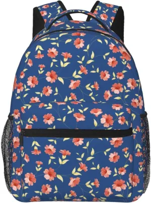 Vintage Floral Backpack Lightweight Laptop Backpack Casual Daypack Travel Double Shoulder Bag For Women Men