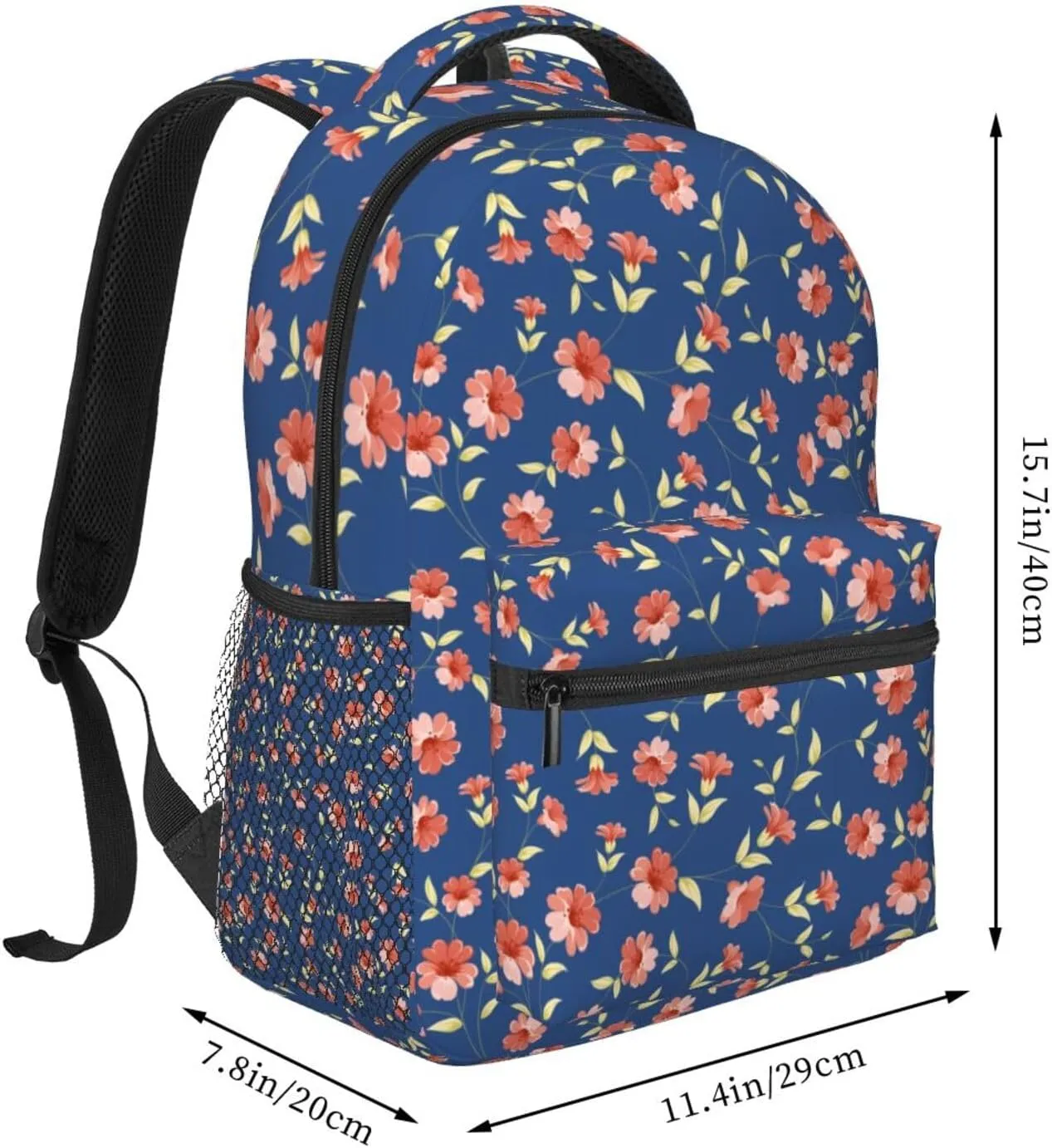Vintage Floral Backpack Lightweight Laptop Backpack Casual Daypack Travel Double Shoulder Bag For Women Men