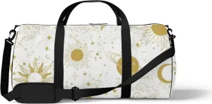 Vintage Golden Space Sun Moon Planet Sports Bag Tote Bag Waterproof Gym Bag with Shoulder Strap Zipper 2 Side Pockets for Men and Women, Travel and Storage Shoulder Bag.