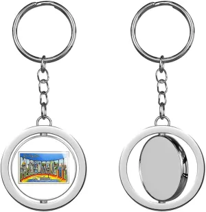 Vintage Greetings from Mississippi (Old Postcard Art Logo ms) Keychain Spinning Round Chrome Metal Key Chain