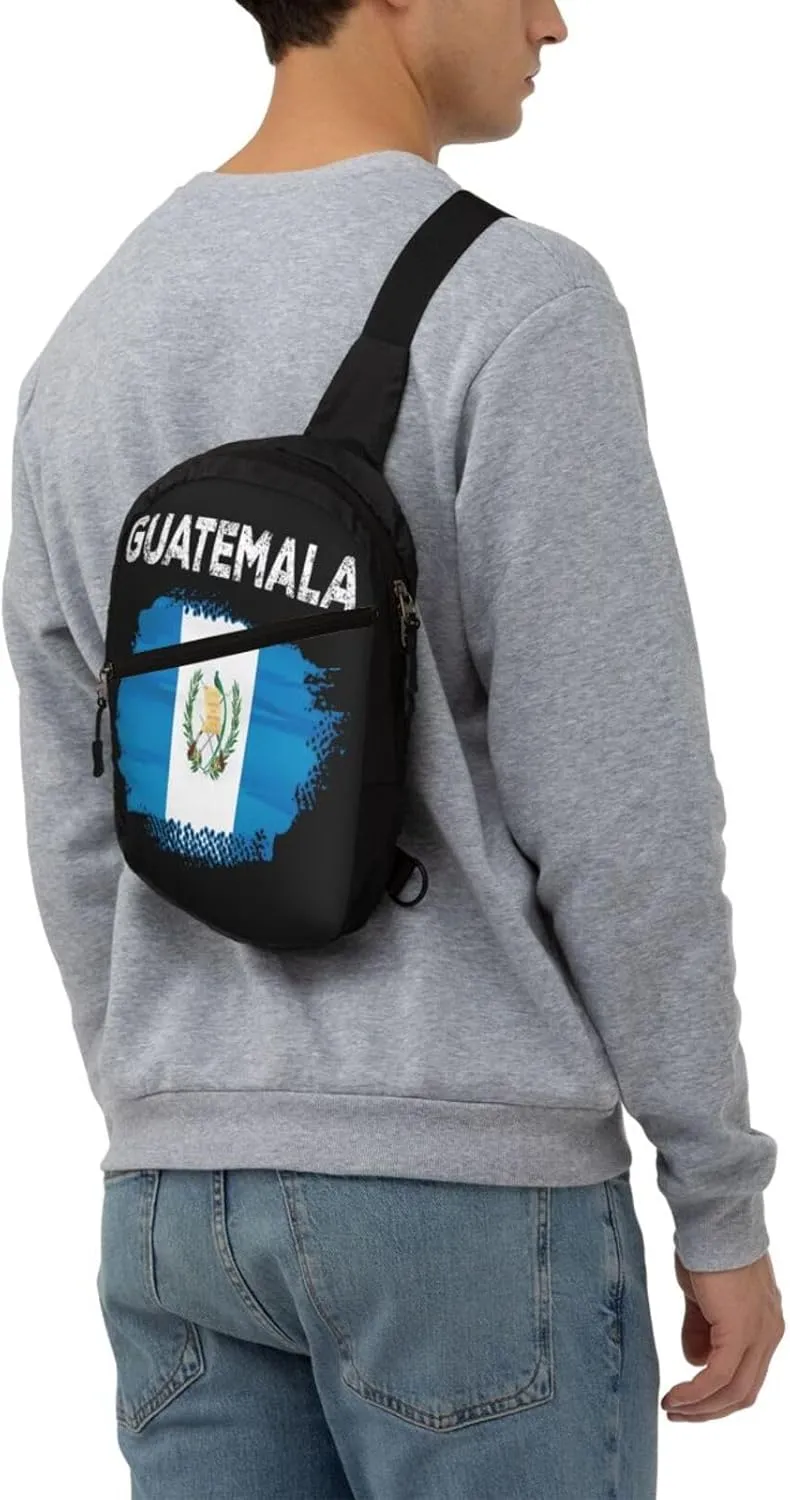 Vintage Guatemala Guatemalan Flag Crossbody Bag Portable Sling Bags Foldable Chest Daypack Reusable Sports Shoulder Backpack Diagonally Casual Rucksack Travel Bag