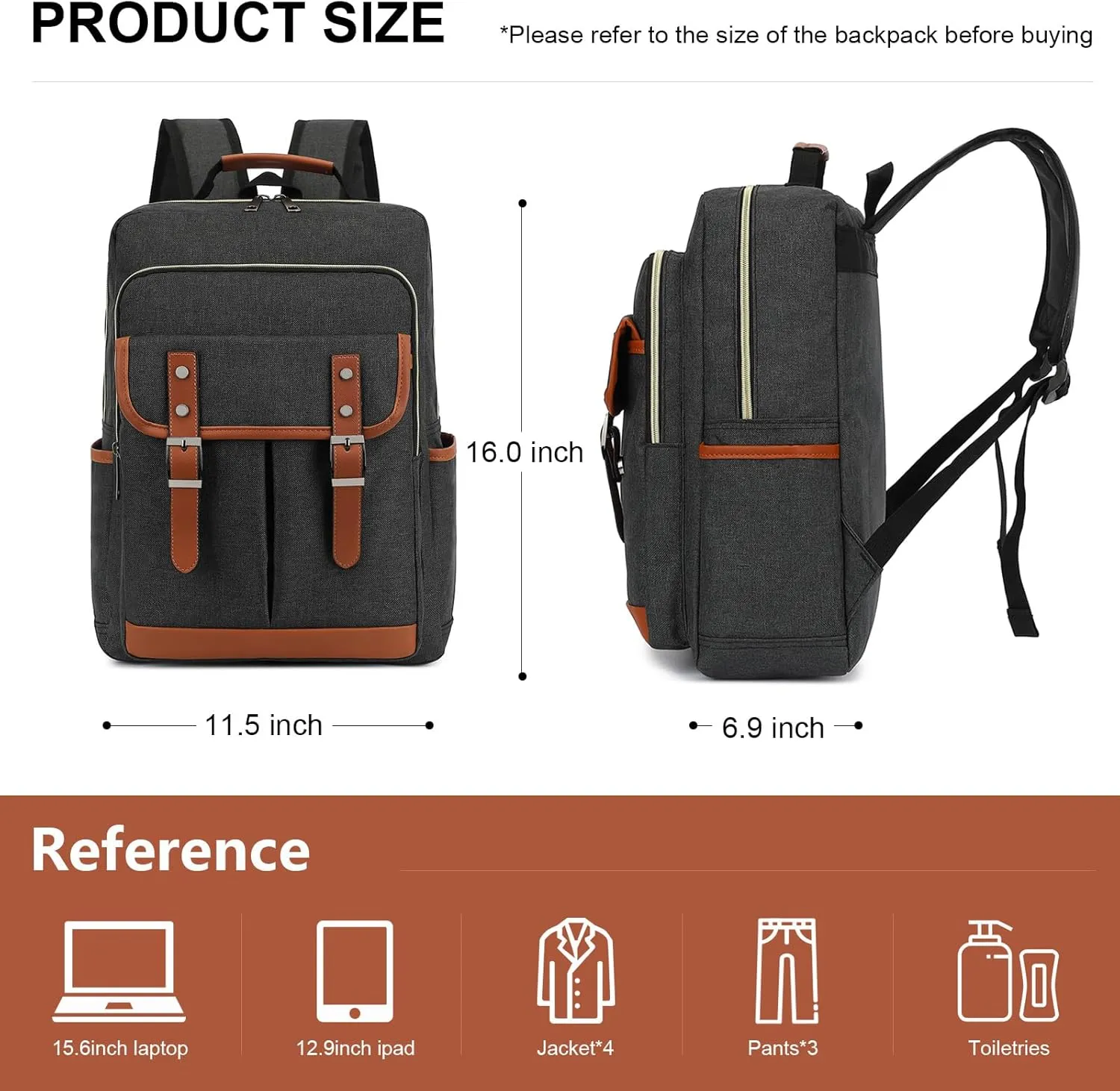 Vintage Laptop Backpack for Travel, College, Fashion Casual Teacher Backpack for Women Men Fits 15.6Inch Notebook