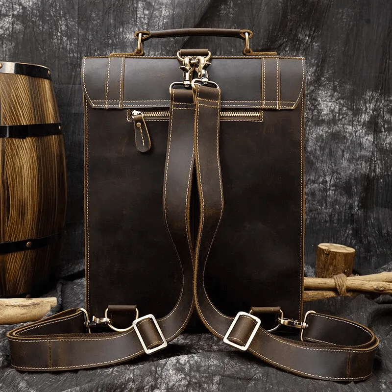 Vintage Leather Backpack by VacationGrabs for Travelers