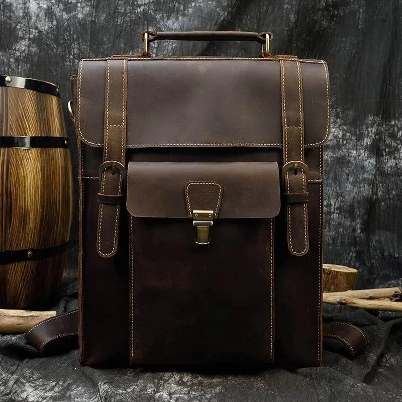 Vintage Leather Backpack by VacationGrabs for Travelers