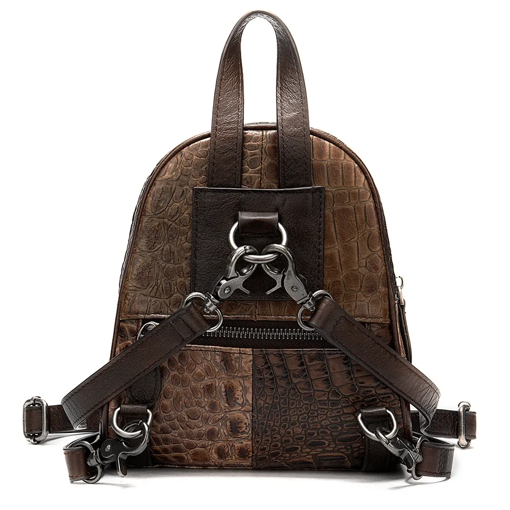 Vintage Leather Patchwork Small Backpack