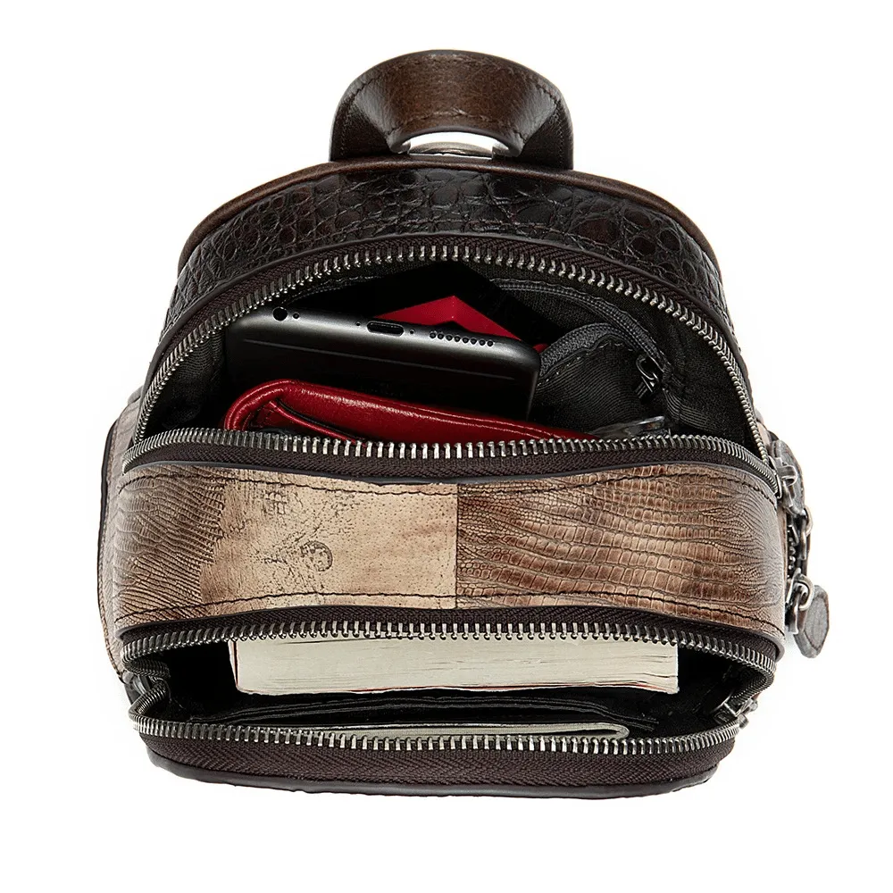 Vintage Leather Patchwork Small Backpack