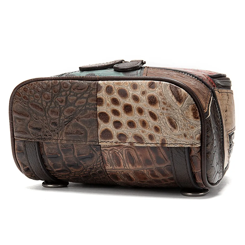 Vintage Leather Patchwork Small Backpack