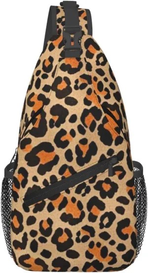 Vintage Leopard Crossbody Bags Cross Chest Bag Adjustable Sling Backpack for Women Men