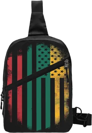 Vintage Lithuanian American Flag Packable Crossbody Bag Portable Sling Bags Foldable Travel Daypack Reusable Sports Shoulder Backpack Diagonally Chest Bag for Workout