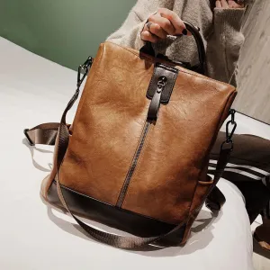 Vintage Multifunction Leather Travel Backpack