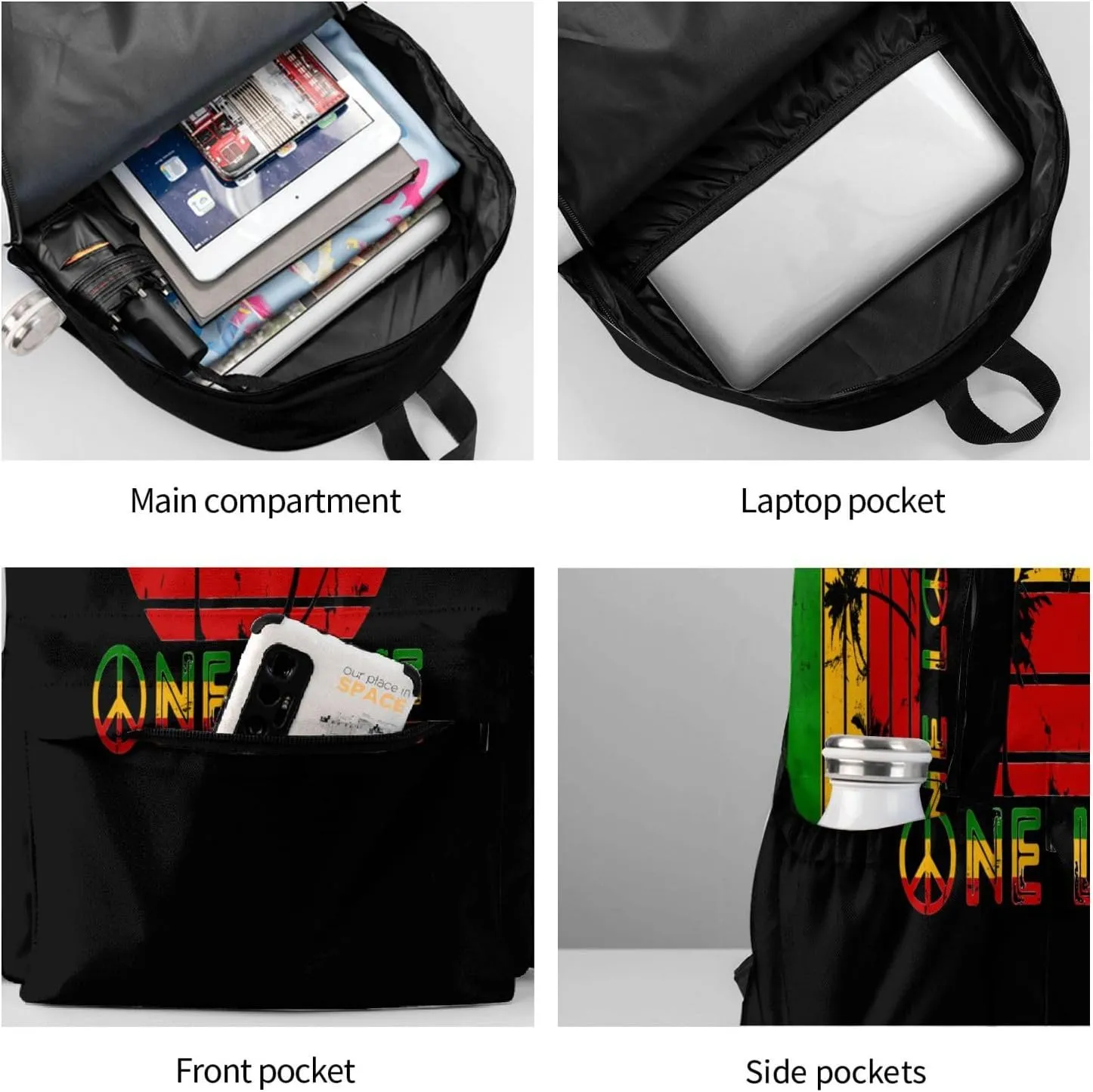 Vintage Retro Hawaiin One Loves Peace Backpack Casual Laptop Backpack Large Capacity Double Shoulder Bag Travel Daypack For Women Men